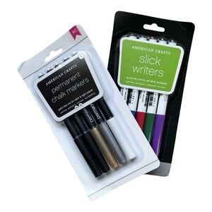 Permanent Chalk and Slick Writers Set - Black, White, Gold, Red, Green, Purple